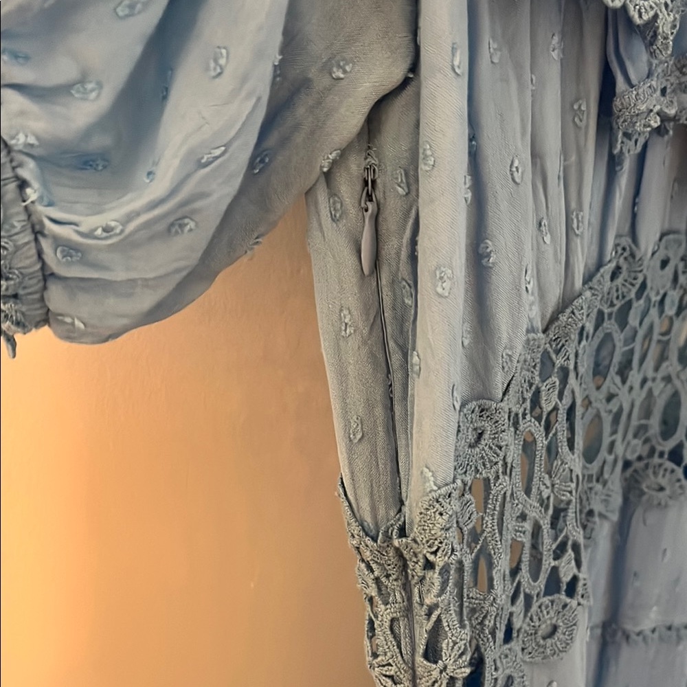 Free People Blue Ruffled Lace Mini Sundress - Picture 5 of 6